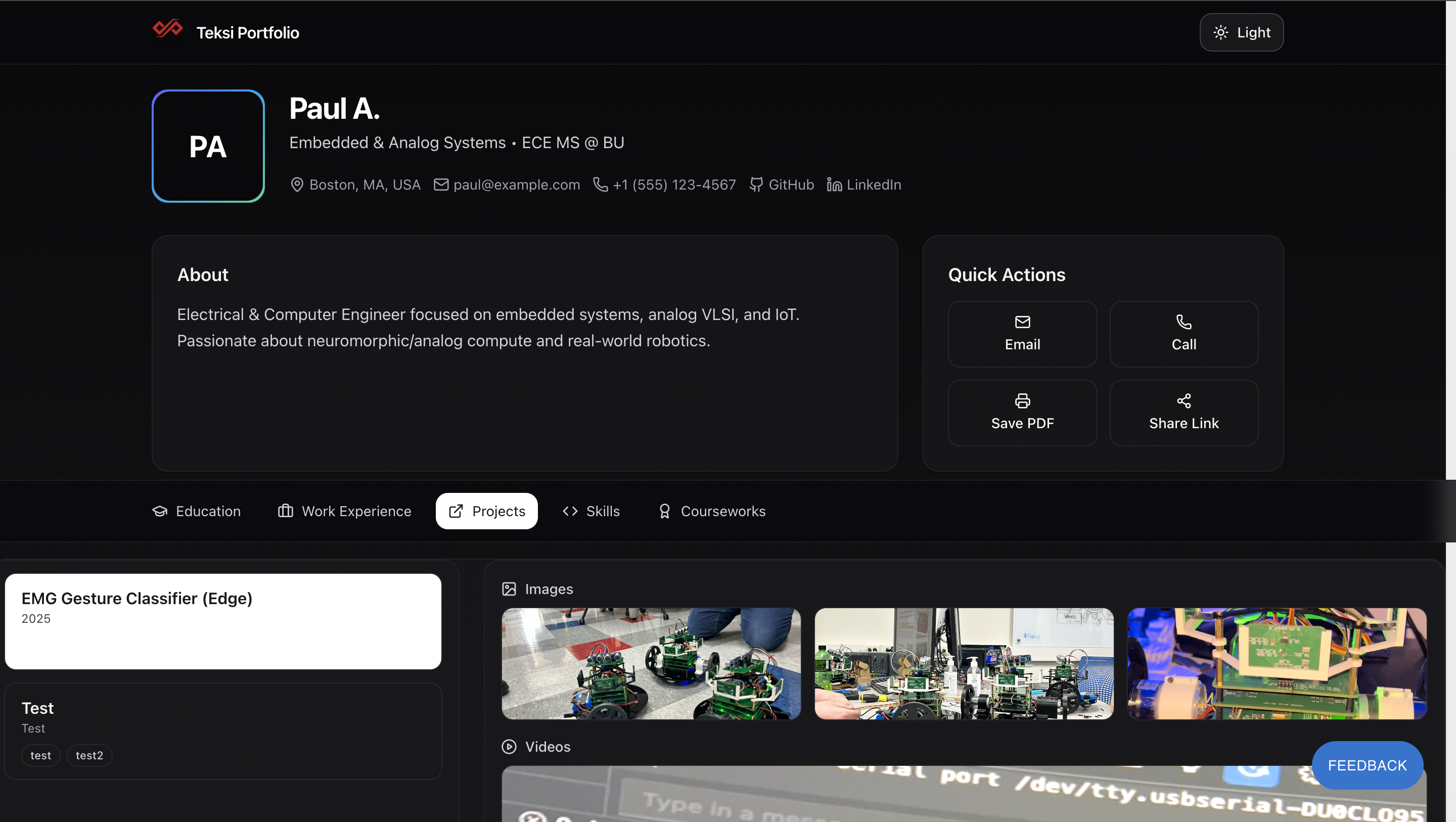 Portfolio template preview